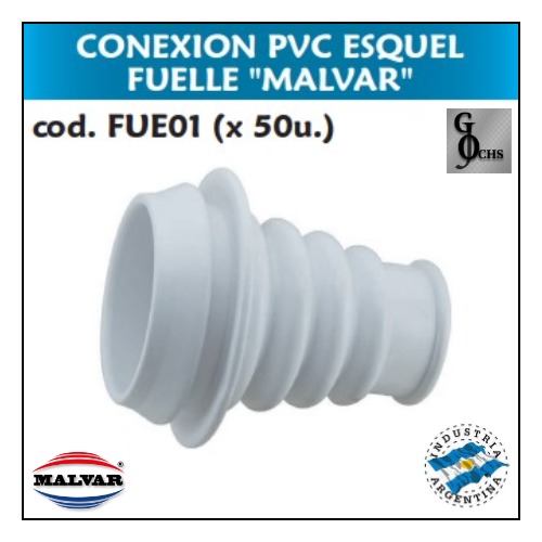 (FUE01) CONEXION FUELLE DE PVC PARA INODOROS "MALVAR" - SANITARIOS - CONEX INODORO PVC