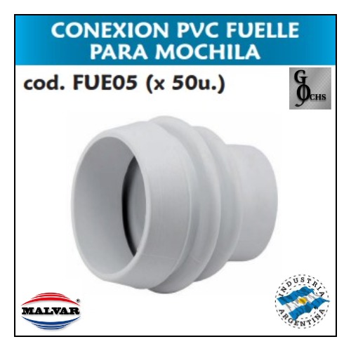 (FUE05) CONEXION FUELLE DE PVC PARA MOCHILA - SANITARIOS - CONEX INODORO PVC