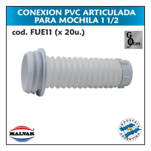 (FUE11) CONEXION PVC ARTICULADA PARA MOCHILA 1 1/2 - SANITARIOS - CONEX INODORO PVC