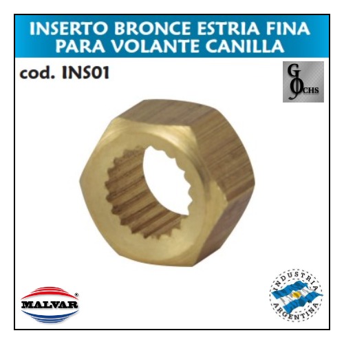 (INS01) INSERTO BRONCE ESTRIA FINA PARA VOLANTES CANILLA - SANITARIOS - INSERTOS DE BRONCE