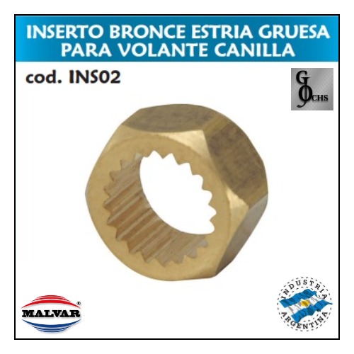 (INS02) INSERTO BRONCE ESTRIA GRUESA PARA VOLANTES CANILLA - SANITARIOS - INSERTOS DE BRONCE