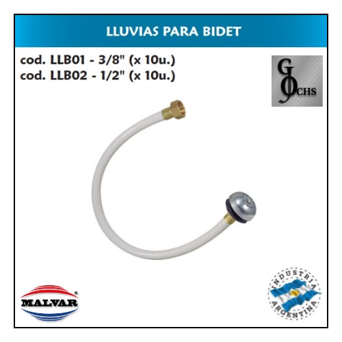 (LLB01) LLUVIA PARA BIDET COMPLETA 3/8 - SANITARIOS - BRONCE/METAL