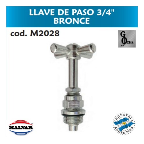 (M2028) CABEZAL PH LLAVE DE PASO 3/4 BRONCE - SANITARIOS - CABEZALES