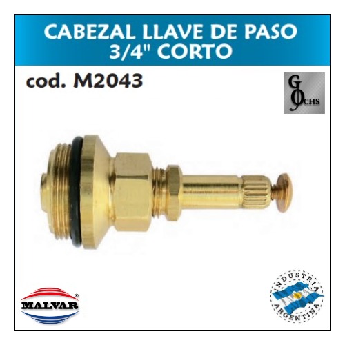 (M2043) CABEZAL LLAVE DE PASO 3/4 CORTO - SANITARIOS - CABEZALES