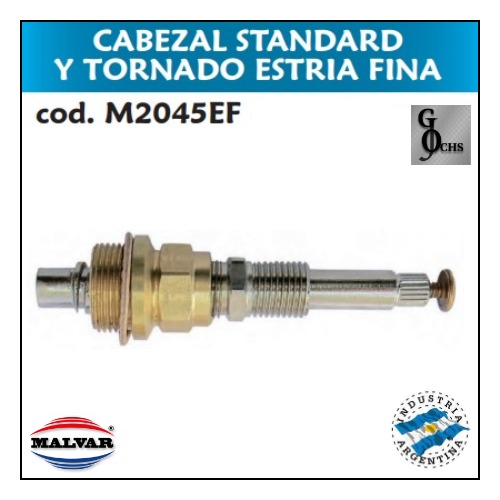 (M2045EF) CABEZAL DE BRONCE STANDARD Y TORNADO ESTRIA FINA - SANITARIOS - CABEZALES