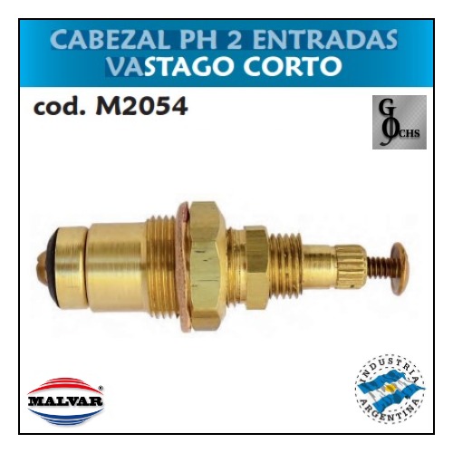 (M2054) CABEZAL DE BRONCE PH 2 ENTRADAS VASTAGO CORTO - SANITARIOS - CABEZALES