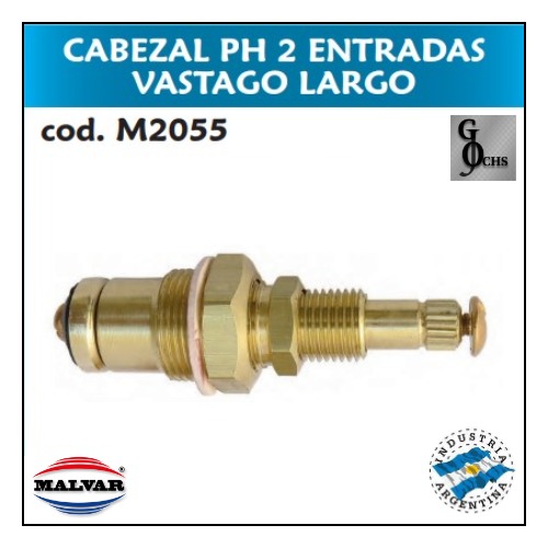 (M2055) CABEZAL DE BRONCE PH 2 ENTRADAS VASTAGO LARGO - SANITARIOS - CABEZALES