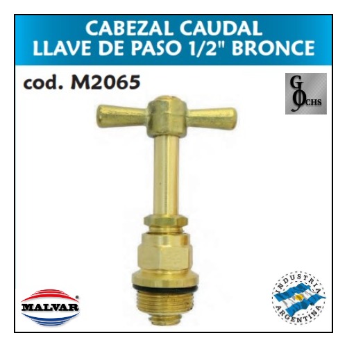 (M2065) CABEZAL DE BRONCE CAUDAL LLAVE DE PASO BRONCE 1/2" - SANITARIOS - CABEZALES