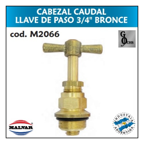 (M2066) CABEZAL CAUDAL LLAVE DE PASO 3/4 BRONCE - SANITARIOS - CABEZALES
