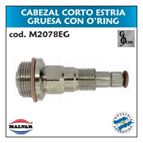 (M2078EG) CABEZAL CORTO ESTRIA GRUESA CON O,RING - SANITARIOS - CABEZALES