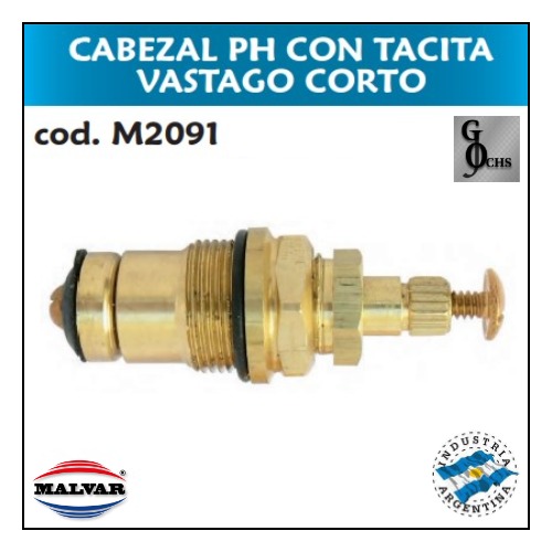 (M2091) CABEZAL DE BRONCE PH VASTAGO CORTO CON TACITA - SANITARIOS - CABEZALES