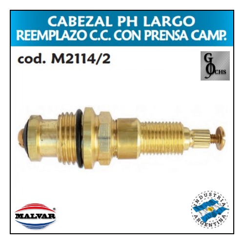 (M2114-2) CABEZAL PH LARGO REEMPLAZO C. C. CON PRENSA CAMPANA - SANITARIOS - CABEZALES