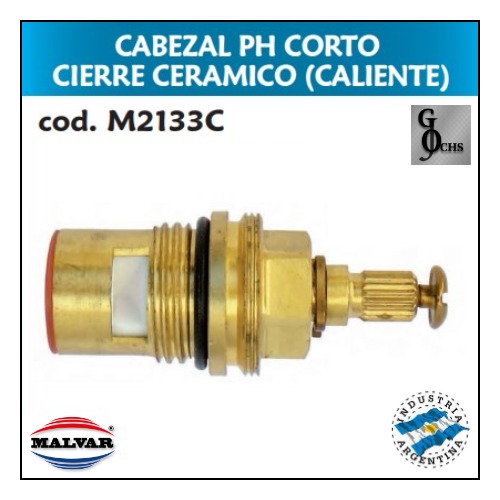(M2133C) CABEZAL DE BRONCE PH CORTO CIERRE CERAMICO (CALIENTE) - SANITARIOS - CABEZALES