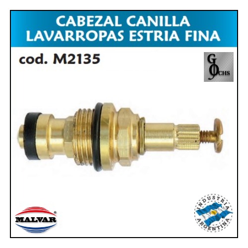 (M2135) CABEZAL DE BRONCE PARA CANILLA DE LAVARROPAS ESTRIA FINA - SANITARIOS - CABEZALES