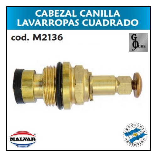 (M2136) CABEZAL DE BRONCE PARA CANILLA DE LAVARROPAS CUADRADO - SANITARIOS - CABEZALES