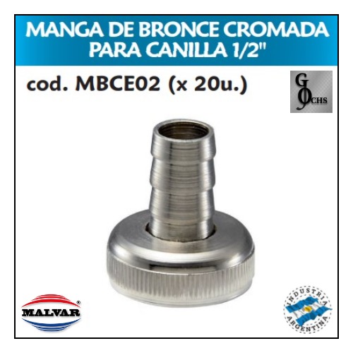 (MBCE02) MANGA DE BRONCE CROMO  PARA CANILLA DE 1/2 - SANITARIOS - MANGA DE BRONCE