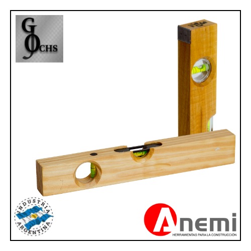 (N9M40) NIVEL DE MADERA "ANEMI" NRO. 3 DE 40 CM. CON CANTONERA - HERRAMIENTAS - NIVEL MADERA ANEMI