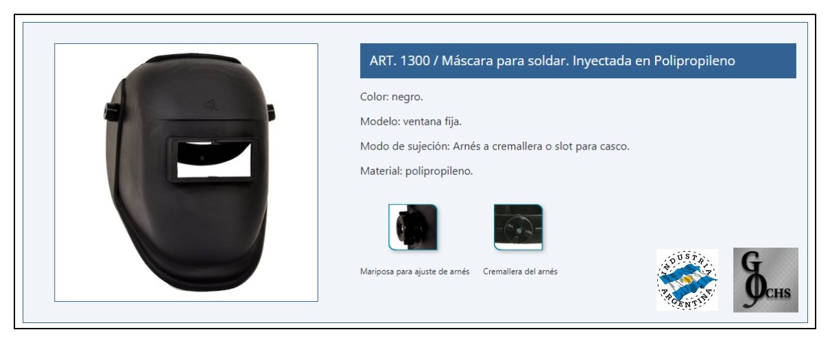 (OR1300) CARETA PARA SOLDAR DE POLIPROPILENO VISOR FIJO  SIN VIDRIO - FERRETERIA - MASCARAS Y CARETAS DE SOLDAR