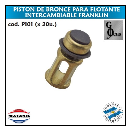 (PI01) PISTON BRONCE PARA FLOTANTE FRANKLIN - SANITARIOS - ARTICULOS DE BRONCE