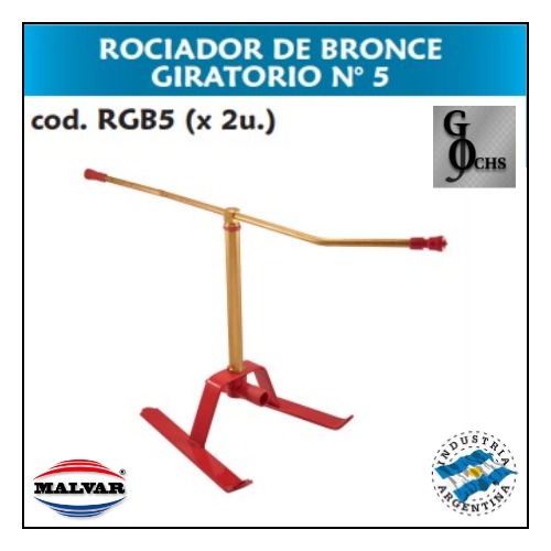 (RGB5) ROCIADOR BRONCE "MALVAR" NRO 5 GIRAT. DE 1" 35 ALTO 65 VUELO - MANGUERA ACCESORIOS - ROCIADORES GIRATORIOS