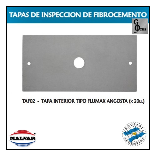 (TAF02) TAPA INTERIOR FIBROCEMENTO FLUMAX ANGOSTA - SANITARIOS - TAPAS FIBROCEMENTO