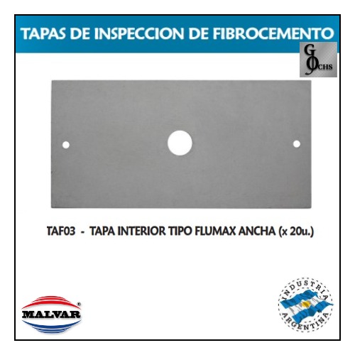 (TAF03) TAPA INTERIOR FIBROCEMENTO FLUMAX ANCHA - SANITARIOS - TAPAS FIBROCEMENTO