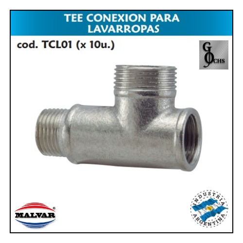 (TCL01) TEE DE BRONCE CONEXION PARA LAVARROPAS - SANITARIOS - TEE DE BRONCE