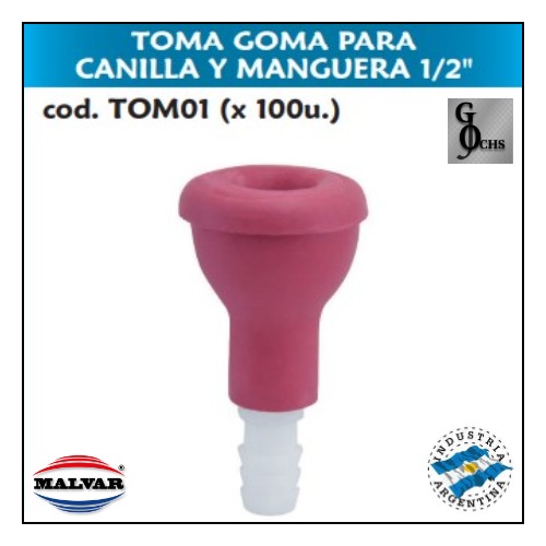 (TOM01) TOMA PARA CANILLA Y MANGUERA 1/2  (CHUPETE DE GOMA) - SANITARIOS - TOMA PARA CANILLA