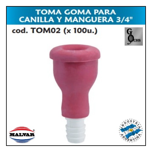 (TOM02) TOMA PARA CANILLA Y MANGUERA 3/4  (CHUPETE DE GOMA) - SANITARIOS - TOMA PARA CANILLA