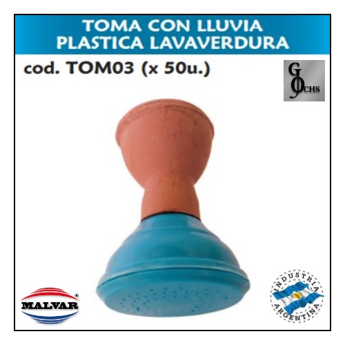 (TOM03) TOMA CON LLUVIA PLASTICA LAVAVERDURA - SANITARIOS - TOMA PARA CANILLA