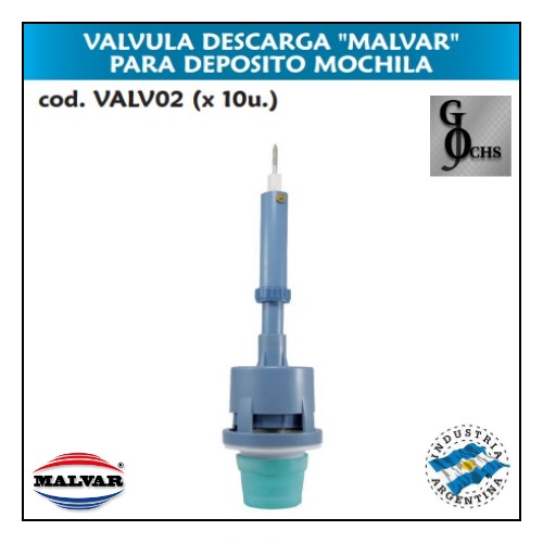(VALV02) VALVULA DE DESCARGA "MALVAR" PARA DEPOSITO MOCHILA - SANITARIOS - BOYAS