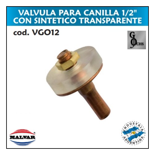 (VGO12) VALVULA PARA CANILLA DE 1/2 CON SINTETICO TRANSPARENTE - SANITARIOS - VALVULAS PARA CANILL