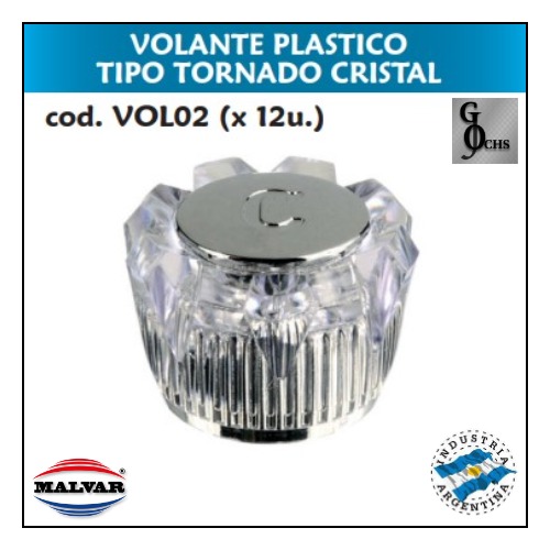 (VOL02) VOLANTE PLASTICO TIPO TORNADO CRISTAL - SANITARIOS - VOLANTE PLASTICO