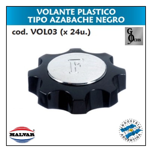 (VOL03) VOLANTE PLASTICO TIPO AZABACHE NEGRO - SANITARIOS - VOLANTE PLASTICO