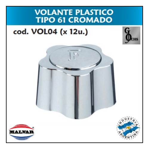 (VOL04) VOLANTE PLASTICO TIPO 61 CROMADO - SANITARIOS - VOLANTE PLASTICO