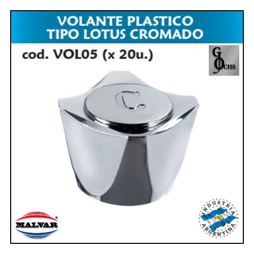 (VOL05) VOLANTE PLASTICO TIPO LOTUS CROMADO - SANITARIOS - VOLANTE PLASTICO