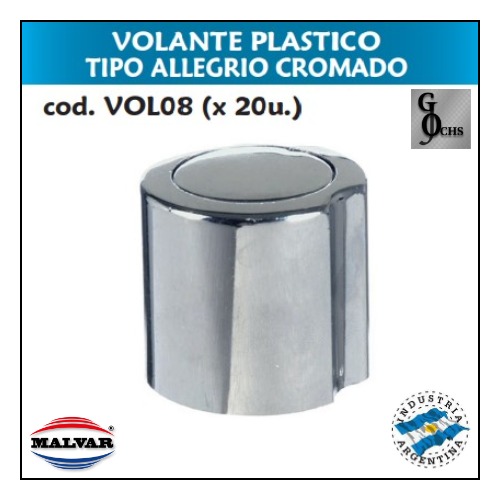 (VOL08) VOLANTE PLASTICO TIPO ALLEGRIO CROMADO - SANITARIOS - VOLANTE PLASTICO