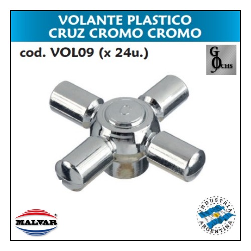 (VOL09) VOLANTE PLASTICO CRUZ CROMO CROMO - SANITARIOS - VOLANTE PLASTICO