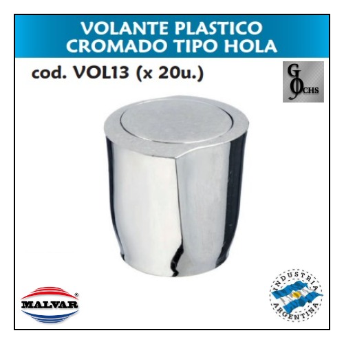 (VOL13) VOLANTE PLASTICO CROMADO TIPO HOLA - SANITARIOS - VOLANTE PLASTICO