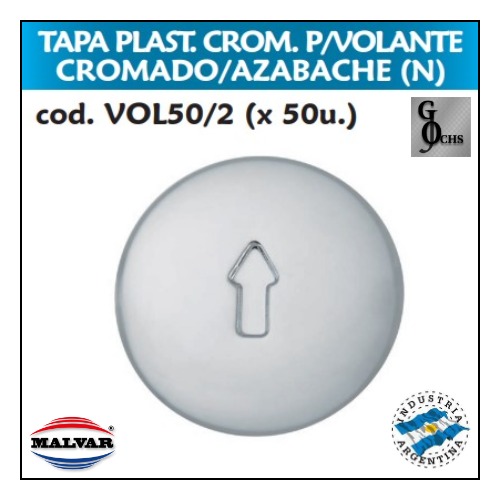 (VOL50-2) TAPA PLASTICA CROMADA PARA VOLANTE CRUZ (N) - SANITARIOS - VOLANTE PLASTICO