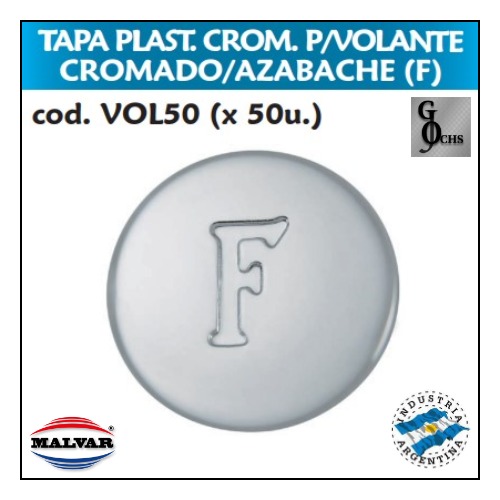 (VOL50) TAPA PLASTICA CROMADA PARA VOLANTE CROMADO/AZABACHE (F) - SANITARIOS - VOLANTE PLASTICO